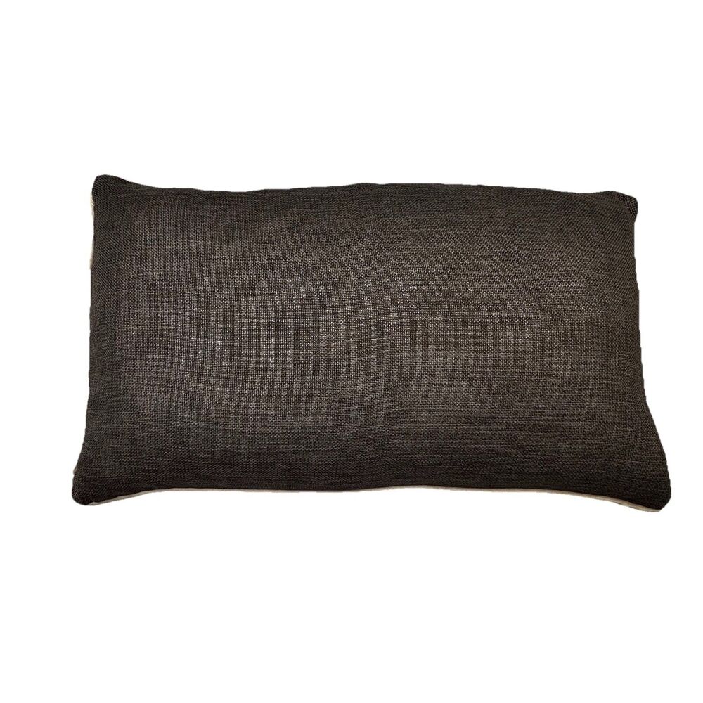 Set Of 2 Feather Down Accent Throw Pillows Gray Textured 19x11 Removable Covers - Picture 6 of 7